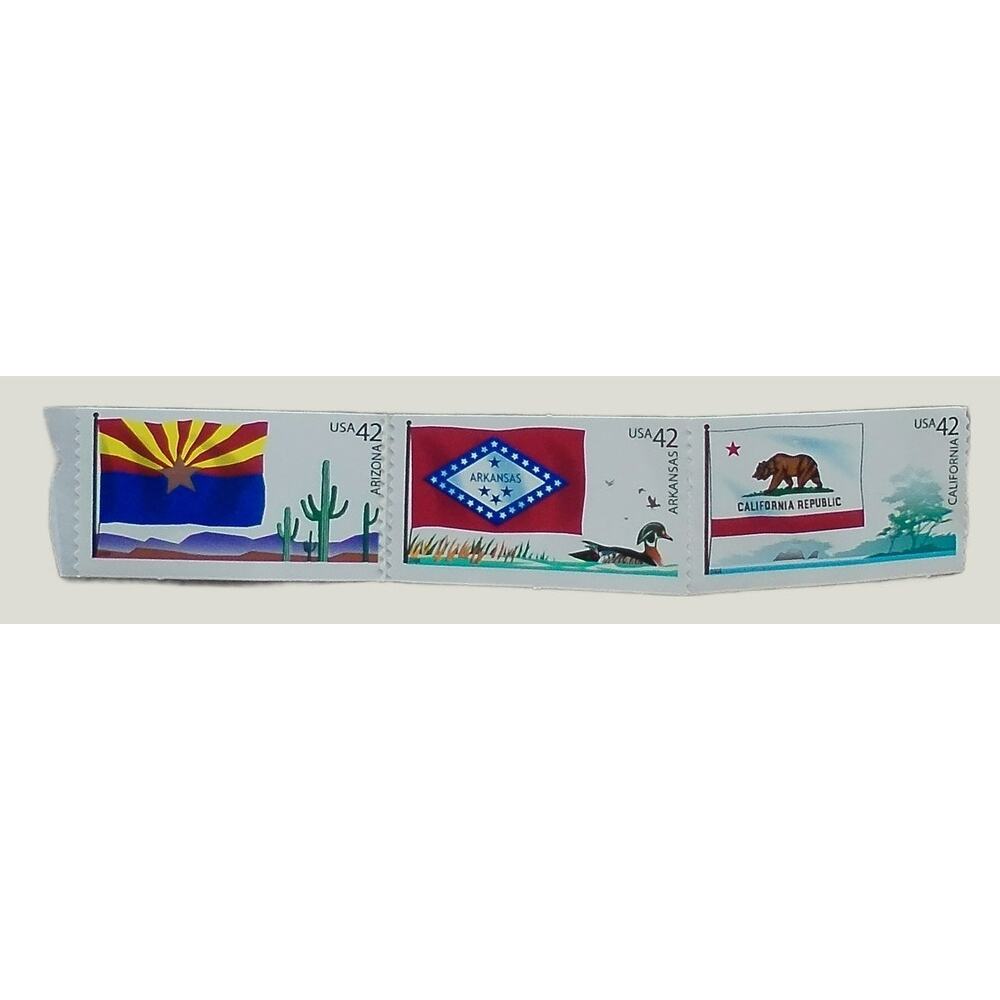 2008 Flags of Our Nation 42 Cent Stamps Unused AZ, AR, CA